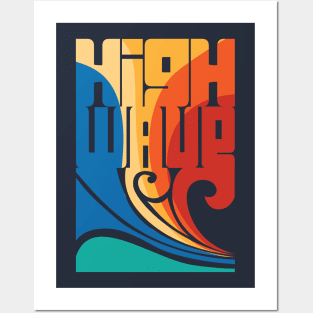 Surf high wave Posters and Art